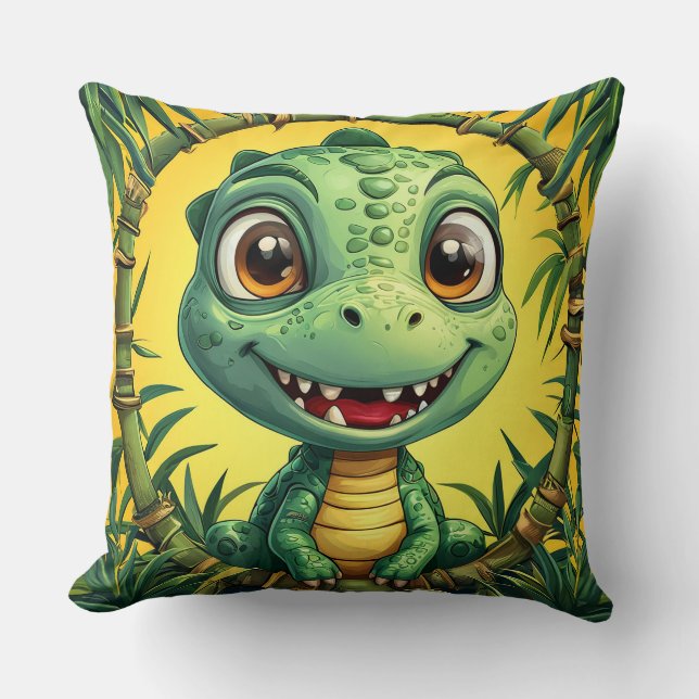 Colourful Cartoon Dinosaur Cushion (Front)