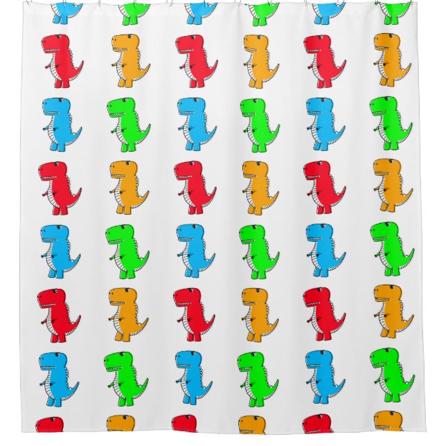 Colourful Cartoon Dinosaur Pattern Shower Curtain (Front)