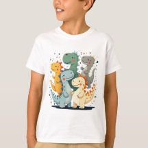 Colourful Cartoon Dinosaurs Kids T-Shirt