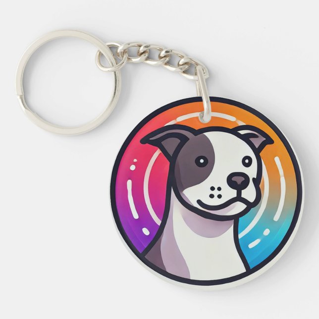 Colourful Cartoon Dog Key Ring (Front)