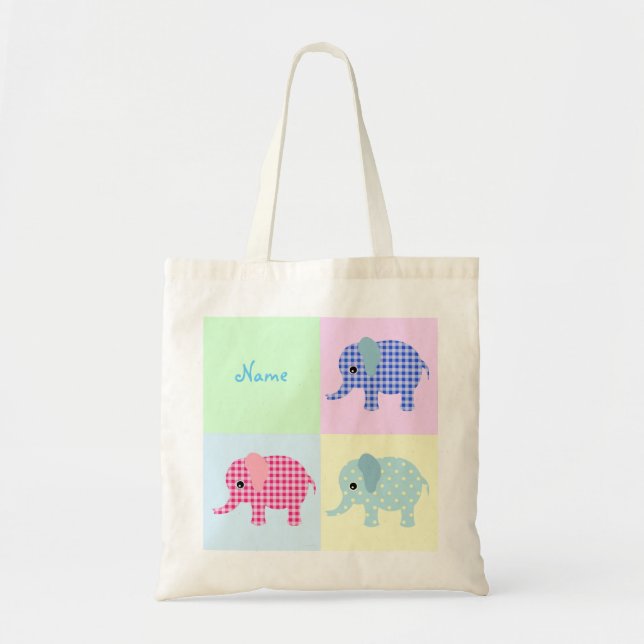 Colourful Cartoon Elephants Jumbo Tote Bag (Front)
