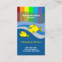 Colourful Cartoon Fish Rainbow Nanny Business Card