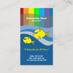 Colourful Cartoon Fish Rainbow Nanny Business Card