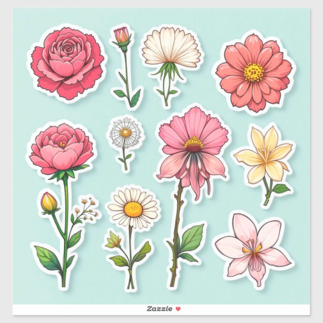 Colourful Cartoon Flower Stickers (Sheet)