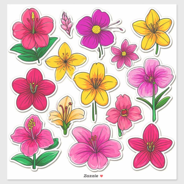 Colourful Cartoon Flower Stickers (Sheet)