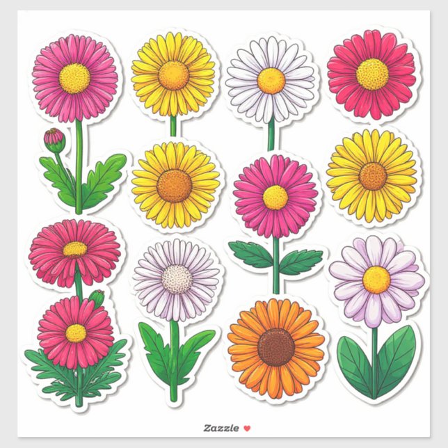 Colourful Cartoon Flower Stickers (Sheet)