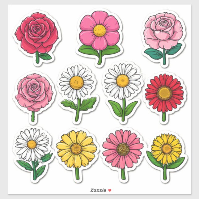 Colourful Cartoon Flower Stickers (Sheet)