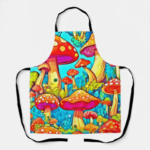 Colourful Cartoon Fungi Fantasies Apron