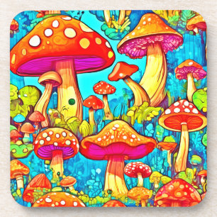Colourful Cartoon Fungi Fantasies Coaster
