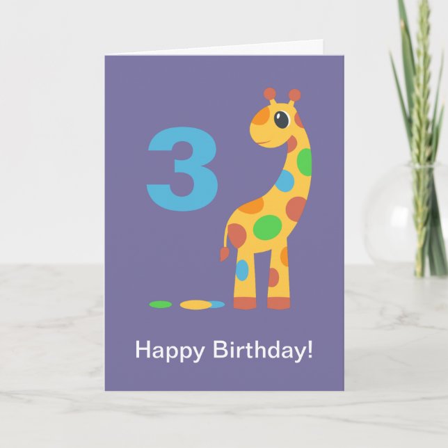 Colourful Cartoon Giraffe Happy Birthday Custom Ag Card (Front)