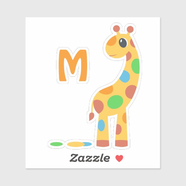 Colourful Cartoon Giraffe Monogram (Sheet)