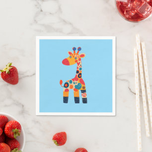 Colourful Cartoon Giraffe Napkin
