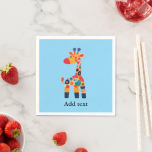 Colourful Cartoon Giraffe Template Napkin