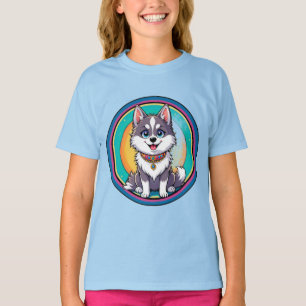 Colourful Cartoon Happy Dog T-Shirt