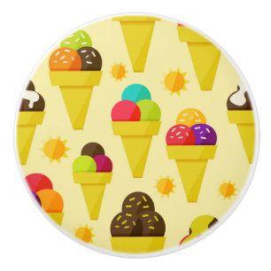 Colourful Cartoon Ice Cream Cones Ceramic Knob