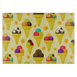 Colourful Cartoon Ice Cream Cones Cutting Board