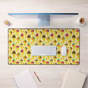 Colourful Cartoon Ice Cream Cones Desk Mat