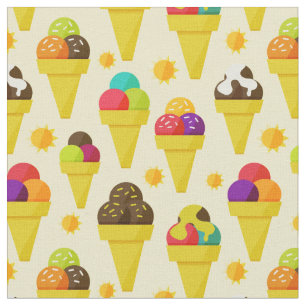 Colourful Cartoon Ice Cream Cones Fabric