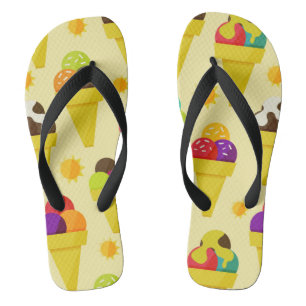 Colourful Cartoon Ice Cream Cones Flip Flops