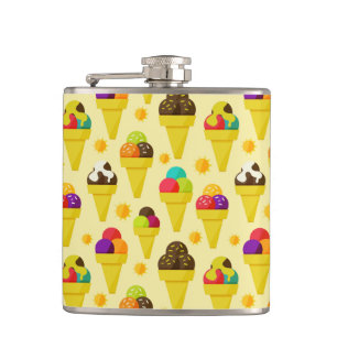 Colourful Cartoon Ice Cream Cones Hip Flask