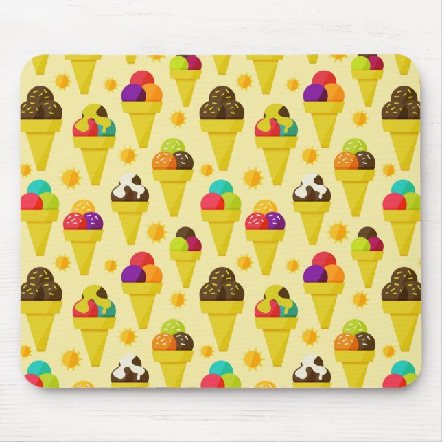 Colourful Cartoon Ice Cream Cones Mouse Mat (Front)