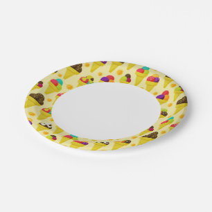 Colourful Cartoon Ice Cream Cones Paper Plate