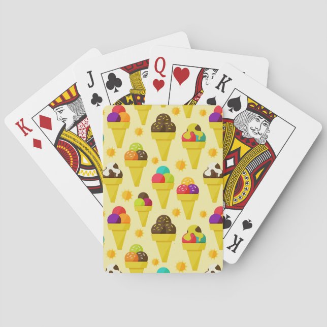 Colourful Cartoon Ice Cream Cones Playing Cards (Back)