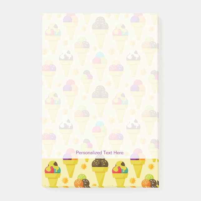 Colourful Cartoon Ice Cream Cones Post-it Notes (Front)
