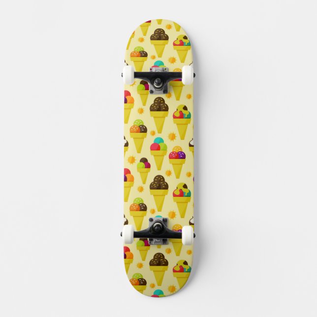 Colourful Cartoon Ice Cream Cones Skateboard (Front)