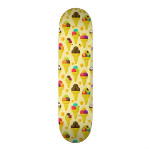 Colourful Cartoon Ice Cream Cones Skateboard