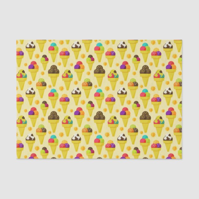 Colourful Cartoon Ice Cream Cones Tissue Paper (Front)
