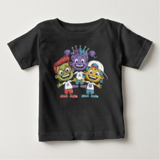 Colourful Cartoon Kids with Playful Expressions Baby T-Shirt