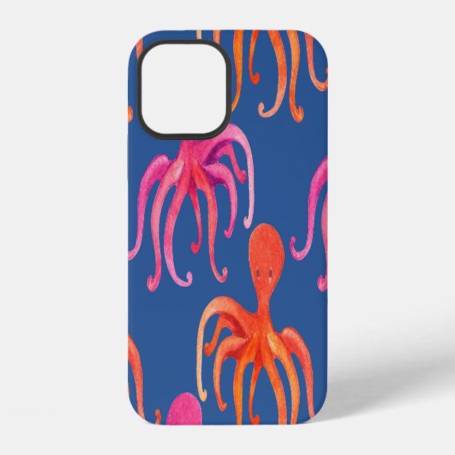 Colourful Cartoon Octopus Watercolor Pattern iPhone Case (Back)