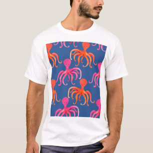 Colourful Cartoon Octopus Watercolor Pattern T-Shirt