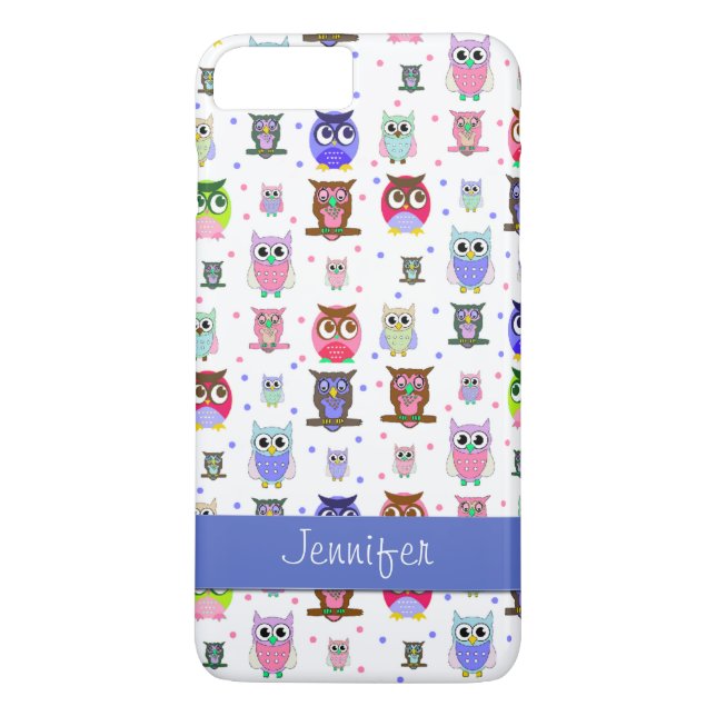 Colourful Cartoon Owls iPhone 7 Plus Case (Back)