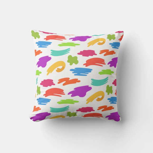 Colourful cartoon paint strokes cushion (Front)
