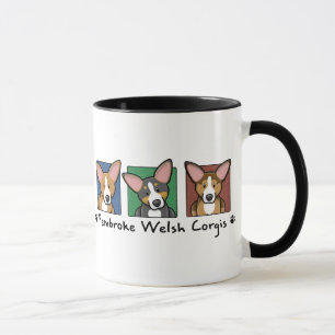 Colourful Cartoon Pembroke Welsh Corgis Mug