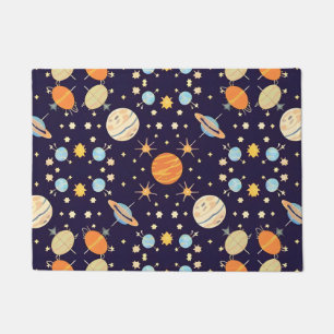 Colourful Cartoon Planets and Stars Doormat