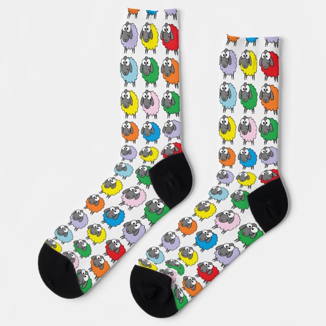 Colourful Cartoon Rainbow Sheep Socks (Left)