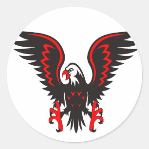 Colourful cartoon red and black eagle classic round sticker