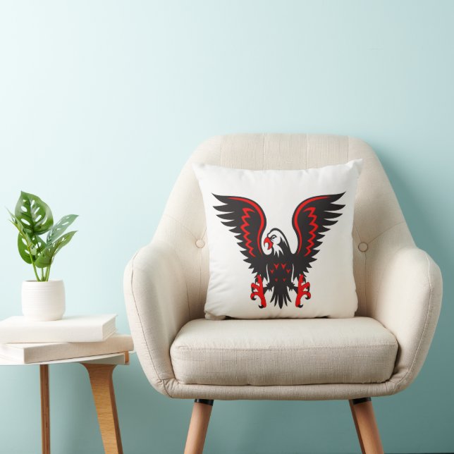Colourful cartoon red and black eagle cushion (Chair)