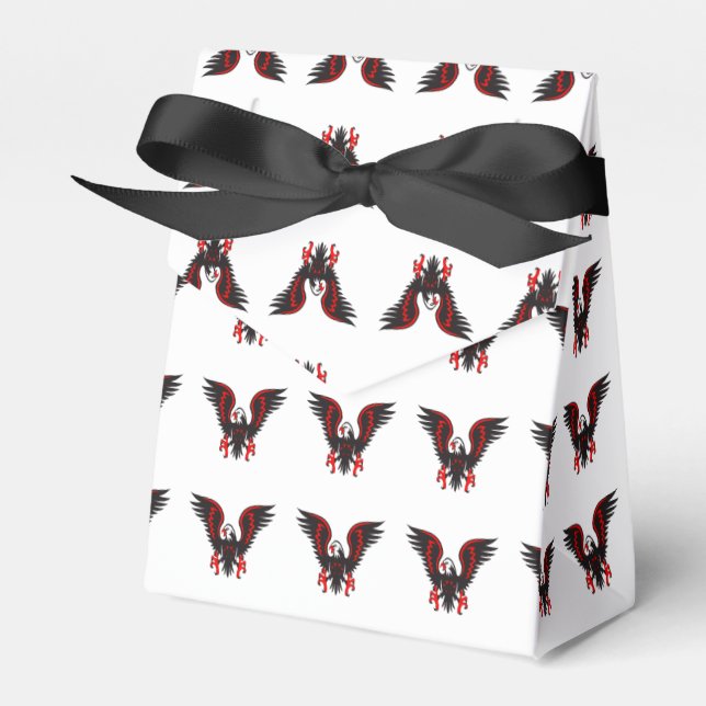 Colourful cartoon red and black eagle favour box (Front Side)