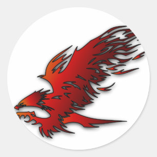 Colourful cartoon red and black eagle hawk falcan classic round sticker