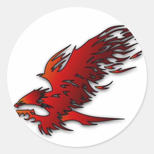 Colourful cartoon red and black eagle hawk falcan classic round sticker (Front)