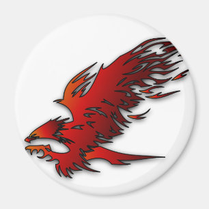 Colourful cartoon red and black eagle hawk falcan magnet