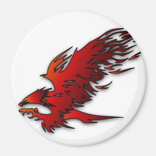 Colourful cartoon red and black eagle hawk falcan magnet (Front)