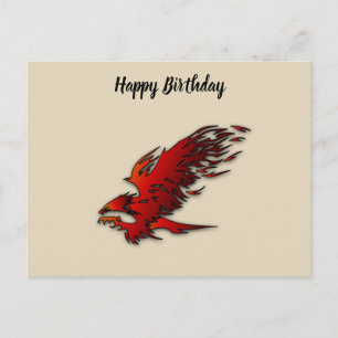 Colourful cartoon red and black eagle hawk falcan postcard