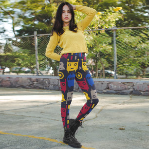 colourful cartoon robots leggings