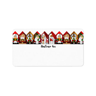 Colourful Cartoon Santas Christmas Address Labels