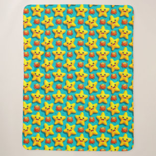 Colourful Cartoon Starfish and crabs Sherpa Blanket
